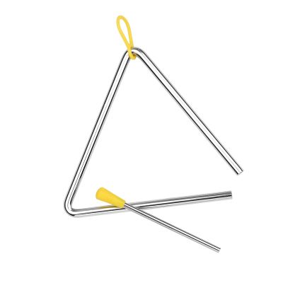 Aumotop Steel Triangle Bell Musical Instrument for Kids Rhythm Learning with Mallet and Holder, Durable Idiophone for Children (6-inch)
