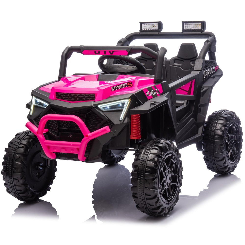 24V Ride on Car 400W, Electric UTV w/Parents Remote Control,Four-Wheel Suspension,LED Lights, Advanced Center Panel with USB,MP3,Music,Bluetooth, Power Display for Kids Aged 3-8, Pink