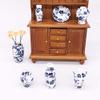 1:12 Mini Doll House Furniture Decoration Ceramic Vessel Vase Blue and White Porcelain Set Delicate Ceramic Ware Model Can Insert Flowers for Doll House Living Room Window view 2
