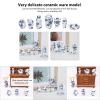 1:12 Mini Doll House Furniture Decoration Ceramic Vessel Vase Blue and White Porcelain Set Delicate Ceramic Ware Model Can Insert Flowers for Doll House Living Room Window view 3