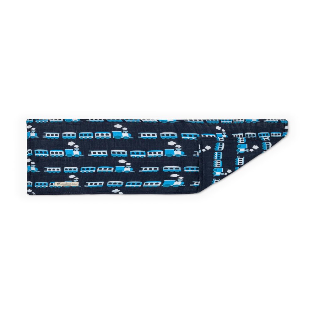 monica + andy Baby Organic Organic Burp Cloth, Blue Trains, One Size
