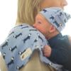 monica + andy Baby Organic Organic Burp Cloth, Blue Trains, One Size view 4