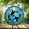 10-Inch Metal Wind Spinner Two Orcas Underwater 3D Marine Life Wind Spinner, Unique Metal Hanging Kinetic Wind Sculpture Ornament Gifts for Women Yard Art Garden Patio Lawn Indoor Outdoor Decor view 2