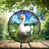 10-Inch Metal Wind Spinner White Duck in Grassy Field 3D Wind Spinner, Unique Metal Hanging Kinetic Wind Sculpture Ornament Gifts for Women Yard Art Garden Patio Lawn Indoor Outdoor Decor view 2