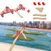Bunu1492 Wooden Train Track Accessories Set, Double Big Red Suspension Bridges Set, Compatible with All Major Brands Track, Christmas Birthday Gift for Boys Girls, Toys Expansion Pack for Kids Ages 3+ view 2