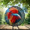 10-Inch Metal Wind Spinner Red Betta Fish 3D Fish Wind Spinner, Unique Metal Hanging Kinetic Wind Sculpture Ornament Yard Art Garden Patio Lawn Indoor Outdoor Decor (1) view 2
