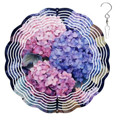 10-Inch Metal Wind Spinner Cluster of Hydrangeas 3D Floral Wind Spinner, Unique Metal Hanging Kinetic Wind Sculpture Ornament Gifts for Women Yard Art Garden Patio Lawn Indoor Outdoor Decor (2)