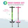 New Bounce Pogo Stick for Kids  Sport Pogo Sticks with Foam Grips  Beginner & Intermediate Riders  Durable Outdoor Active Toy for Boys & Girls  Green & Pink Set view 2