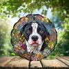 10-Inch Metal Wind Spinner Pit Bull Surrounded by Flowers 3D Dog Wind Spinner, Unique Metal Hanging Kinetic Wind Sculpture Ornament Gifts for Women Yard Art Garden Patio Lawn Indoor Outdoor Decor view 2