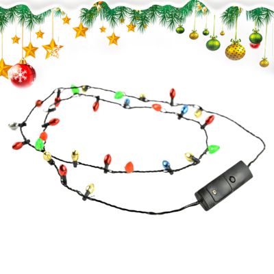 Christmas Necklace - Christmas Bulb Necklaces, Festive Holiday Accessories for Kids, Lightweight Design for Celebration and Stage Show, Theater Performance Wedding Family Gathering Festival Fun