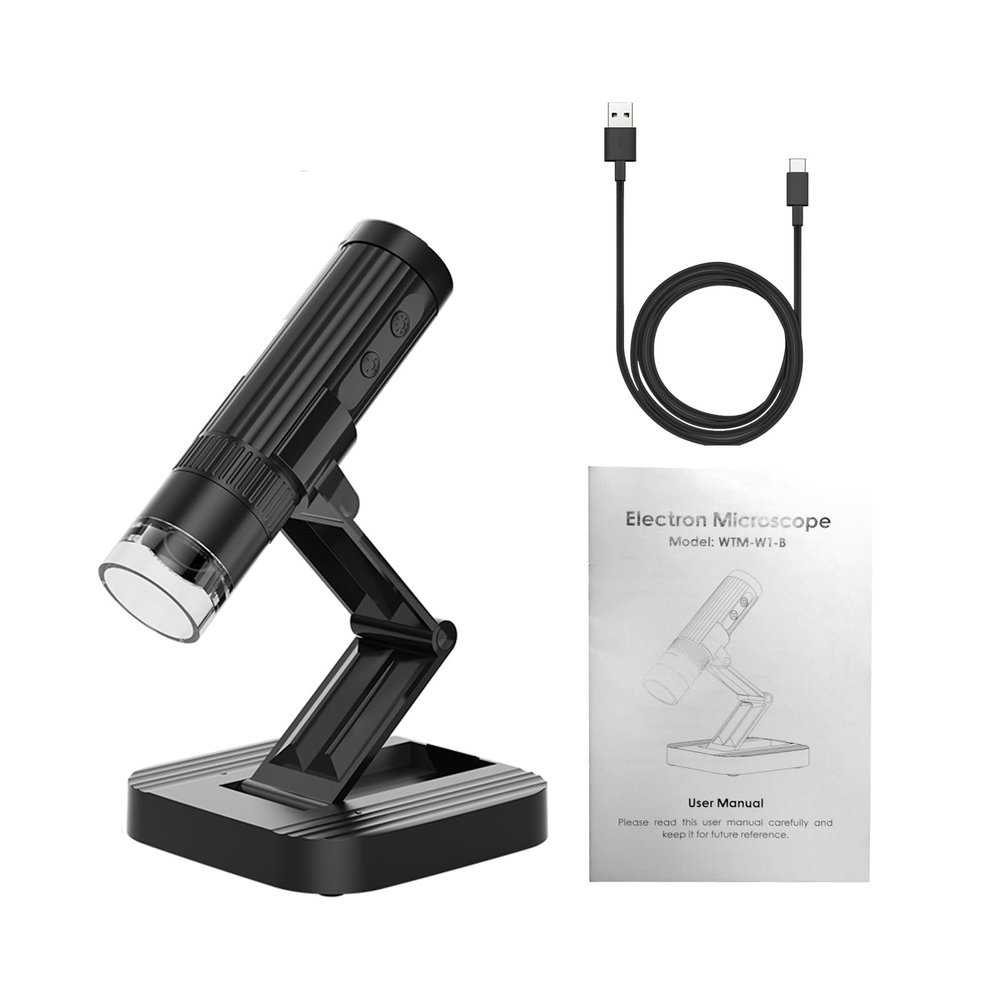 Acouto 50X-1000X Magnification Digital Microscope with 8 LED Lights, 1080P USB Microscope for Adults Kids, Ideal for PC Laptop Phone (Black)