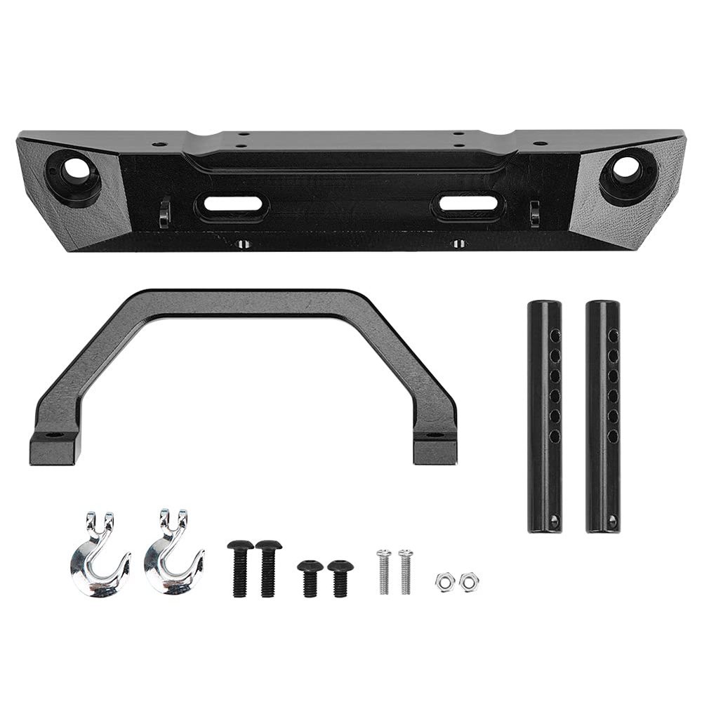 Aluminium Alloy RC Front Bumper Guard for RGT 136100, 1/10 RC Crawler Accessory, Heavy Duty Upgrade Parts with Tow Hooks and Support Bar, Durable Lightweight Design for Off - Road (Black 680024BL)