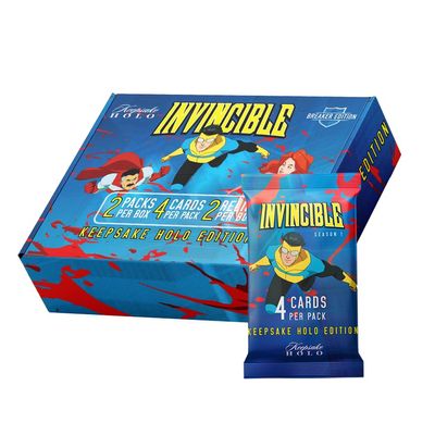 2025 Invincible Season 1 Keepsake Holo Breaker Box, Breakers Edition, 2 Packs Per Box, Holo Mirror Cards, Relics, Case-Based Inserts, 600-Card Checklist