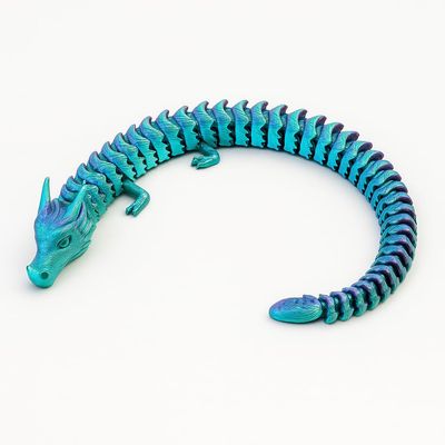 Articulated Rainbow Dragon, 3D Printed Flexible Dragon Toy, Silk PLA Material, Fantasy Desk Toy, 16 Inch