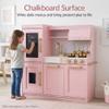 Best Choice Products Pretend Play Kitchen for Kids, Interactive Wooden Toddler Playset, Framed Chalkboard, Toy Storage, 11 Accessories  Pink view 3