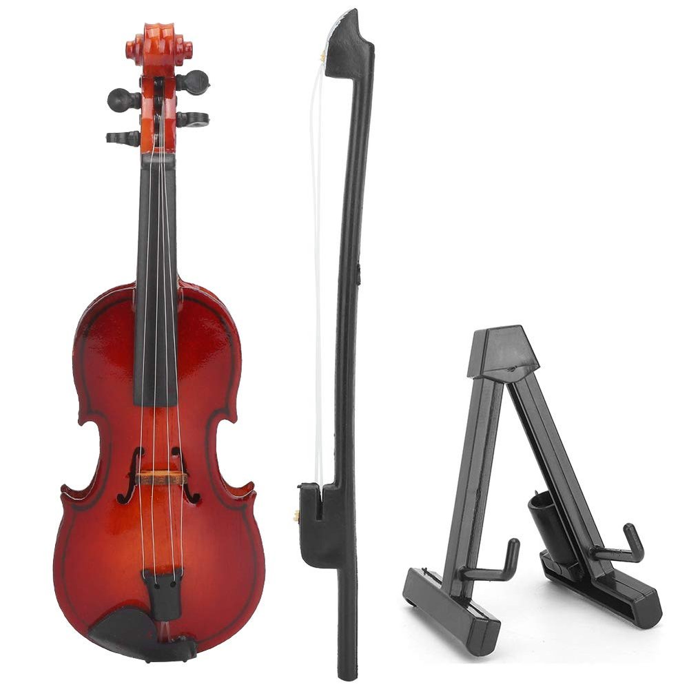 1/6 Violin Model Miniature Doll House Accessory Decoration Ornament Instrument Toy Handmade Wooden Craft for 1/6 Scale Dollhouse Display