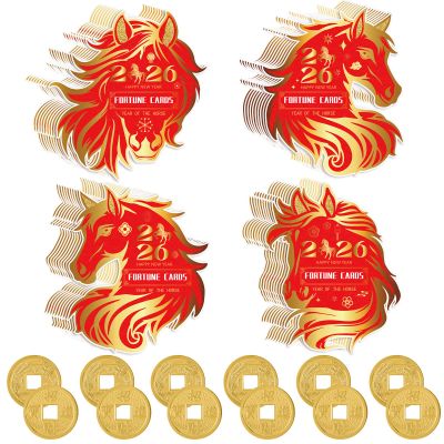 Civaner Chinese New Year 2026 Scratch Off Cards Year of The Horse Scratch Fortune Cards and Ancient Chinese Coins Good Luck Coins for Spring Festival Party Supplies(120 Pcs,Horse)