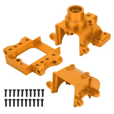 Aluminum Alloy Gearbox for HSP 94122/94177/94188, RC Metal Gearbox, Durable Front and Rear Gear Box with 15 Screws, Upgrade Part for 1/10 HSP Remote Control Car and Gasoline Vehicl (Gold)