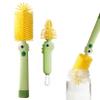 2-Pack Baby Bottle Brush with 360 Silicone Head, Dinosaur-Themed Long & Compact Brushes for Cleaning Bottles, Sippy Cups, and Water Bottles, Green view 1