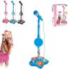 Karaoke Machine Toy with Light, Kids Karaoke Microphone with Stand, Adjustable Stand, Built-in Music, Colorful Lights, and Echo Effects, Birthday for Girls Boys (Blue) view 1