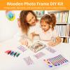 16 Count Photo Frame Craft Set, Unfinished Wooden Frames, Markers and Stickers for 5 X 7 in Pictures, Ideal for Classrooms and Family Fun view 4