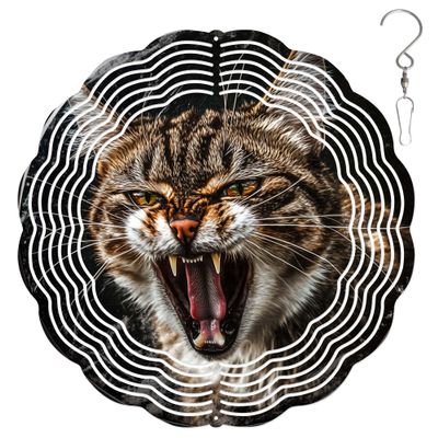 10-Inch Metal Wind Spinner Tabby Cat 3D Pet Wind Spinner, Unique Metal Hanging Kinetic Wind Sculpture Ornament Gifts for Women Yard Art Garden Patio Lawn Indoor Outdoor Decor