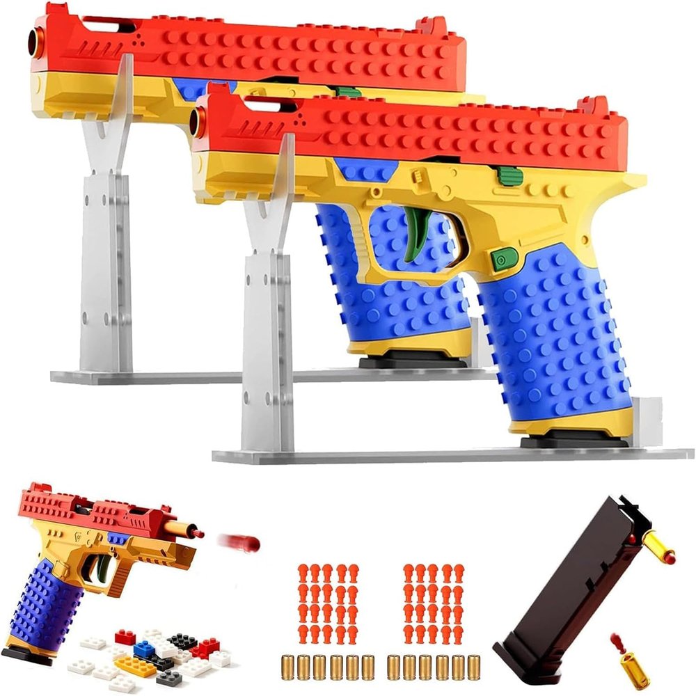 2Pcs Tactical DIY Building Block Handle Set, Funny DIY Building Blocks Kit with Display Stand for Adults, Creative Construction Grip Kit