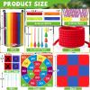 51 Pcs 5-in-1 Outdoor Games Set,Field Day Family Reunion Games Potato Sack Race Bags Tug of War Rope Egg Spoon Race Game 3 Legged Relay Race Giant Tic Tac Toe Game Carnival Lawn Game for Party view 2