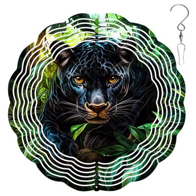 10-Inch Metal Wind Spinner Panther in Jungle 3D Wildlife Wind Spinner, Unique Metal Hanging Kinetic Wind Sculpture Ornament Gifts for Women Yard Art Garden Patio Lawn Indoor Outdoor Decor (1)