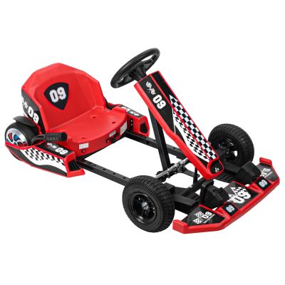 36V Electric Go Kart,Drift Kart with 350W Motors,Safety Belt,16mph Length Adjustment Drifting Ride-On Racing Go Kart for Kids Ages 6-12, LED Lights, Drift/Sport Mode (Red)