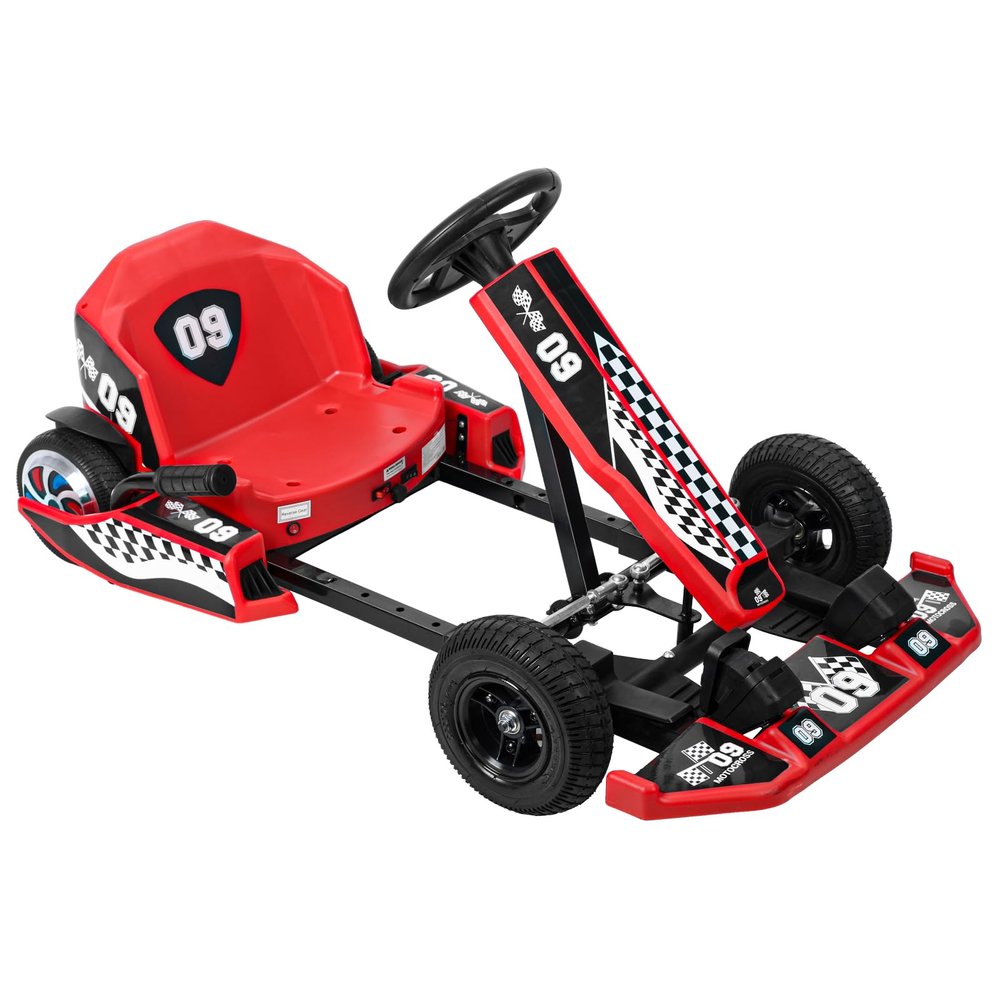 36V Electric Go Kart,Drift Kart with 350W Motors,Safety Belt,16mph Length Adjustment Drifting Ride-On Racing Go Kart for Kids Ages 6-12, LED Lights, Drift/Sport Mode (Red)