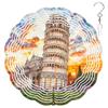 10-Inch Metal Wind Spinner Leaning Tower of Pisa 3D Landscape Wind Spinner, Unique Metal Hanging Kinetic Wind Sculpture Ornament Yard Art Garden Patio Lawn Indoor Outdoor Decor view 1