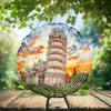 10-Inch Metal Wind Spinner Leaning Tower of Pisa 3D Landscape Wind Spinner, Unique Metal Hanging Kinetic Wind Sculpture Ornament Yard Art Garden Patio Lawn Indoor Outdoor Decor view 2