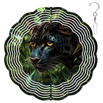 10-Inch Metal Wind Spinner Panther in Jungle 3D Wildlife Wind Spinner, Unique Metal Hanging Kinetic Wind Sculpture Ornament Gifts for Women Yard Art Garden Patio Lawn Indoor Outdoor Decor (2)