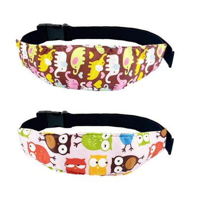 2Pcs Baby Head Support for Car Seat, Carseat Head Holder Straps Pillow Support Ban, Stroller Neck Strap Headrest, Slumber Sling Positioner for Children Toddler Infants Child Kids(Pink and Brown)