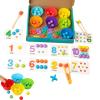 2026 Upgraded Arithmetic Math Toy Set, Educational Early Education Bead Wooden Digital Learning with Beads Number Blocks, Daily Number Match with Beads, Chopsticks & Spoons for Home & Classroom (#1) view 1