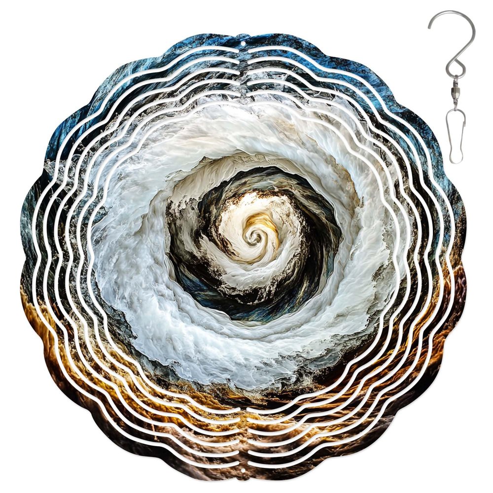 10-Inch Metal Wind Spinner Swirling Coffee Vortex 3D Wind Spinner, Unique Metal Hanging Kinetic Wind Sculpture Ornament Gifts for Women Yard Art Garden Patio Lawn Indoor Outdoor Decor