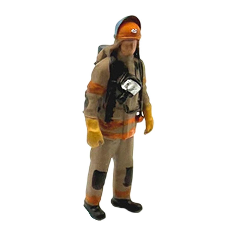 DYNWAVE 1/64 Firefighter Figures Realistic Mini, Tiny People Model for Miniature Scene Layout Accessories Decor, Blue Hat