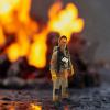 DYNWAVE 1/64 Firefighter Figures Realistic Mini, Tiny People Model for Miniature Scene Layout Accessories Decor, Blue Hat view 2