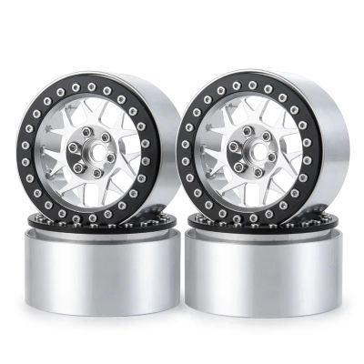 4Pcs Aluminum 2.2" Beadlock Wheel Rims Hubs for 1/10 RC Crawler Car Wheels Tires Axial SCX10 TRX4 TRX6 CC01 D90 D110 confident(Silver Black)