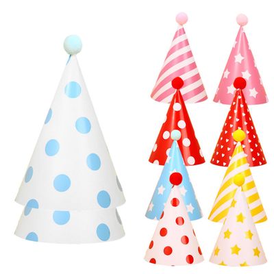 BESPORTBLE 10pcs Colorful Birthday Party Cone Hats with Pom Poms for Adults Lightweight Breathable Paper Headwear Fit for Themed Celebrations and DIY Decorations