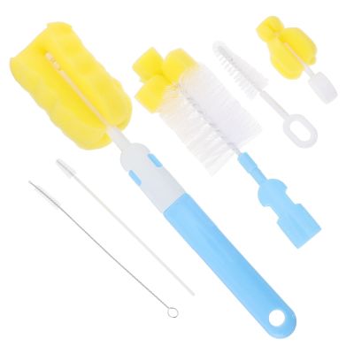Abaodam Bottle Cleaning Brush with Ergonomic Handle Soft Sponge for Thorough Bottle and Nipple Cleaning Includes Hanging Hooks Safe Non-Scratch Design in Blue