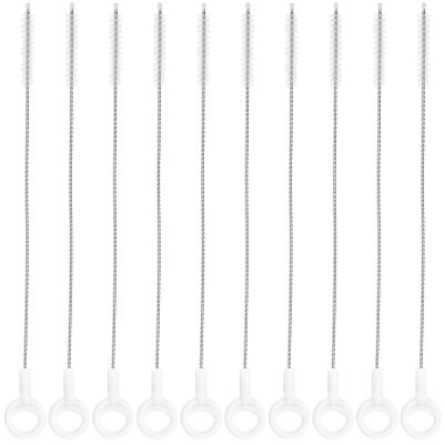 YARNOW 10pcs Extra Long Straw Cleaner Brush Flexible Stainless Steel Bottle Straw Cleaning Tool for Bottles Safe Gentle Bristles with Hanging for Easy Storage