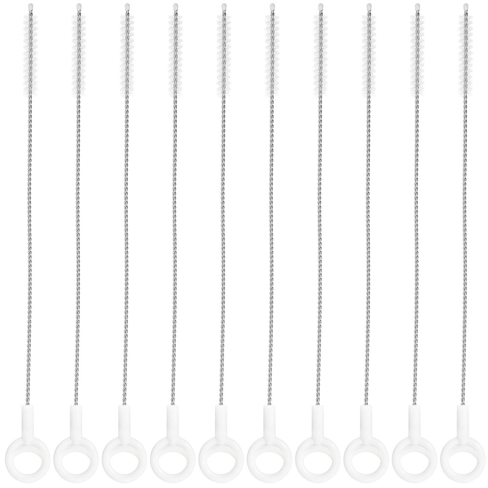 YARNOW 10pcs Extra Long Straw Cleaner Brush Flexible Stainless Steel Bottle Straw Cleaning Tool for Bottles Safe Gentle Bristles with Hanging for Easy Storage