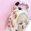Fluffy Leopard Pattern Pain Pouch, 4.7 x 4.1 x 2.0 inches (12 x 10.5 x 5 cm), Beige view 3