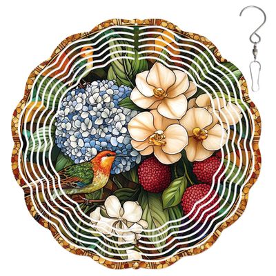 10-Inch Metal Wind Spinner Gouldian Finch and Lychee 3D Bird Wind Spinner, Unique Metal Hanging Kinetic Wind Sculpture Ornament Gifts for Women Yard Art Garden Patio Lawn Indoor Outdoor Decor