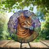 10-Inch Metal Wind Spinner Tabby Cat and Purple Irises 3D Pet Wind Spinner, Unique Metal Hanging Kinetic Wind Sculpture Ornament Gifts for Women Yard Art Garden Patio Lawn Indoor Outdoor Decor (2) view 2