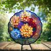 10-Inch Metal Wind Spinner Vibrant Dahlias 3D Floral Wind Spinner, Unique Metal Hanging Kinetic Wind Sculpture Ornament Gifts for Women Yard Art Garden Patio Lawn Indoor Outdoor Decor view 2