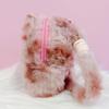 Fluffy Leopard Pattern Pain Pouch, 3.3 x 2.8 x 1.8 inches (8.5 x 7 x 4.5 cm), Pink view 3