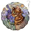 10-Inch Metal Wind Spinner Tabby Cat and Purple Irises 3D Pet Wind Spinner, Unique Metal Hanging Kinetic Wind Sculpture Ornament Gifts for Women Yard Art Garden Patio Lawn Indoor Outdoor Decor (1) view 1